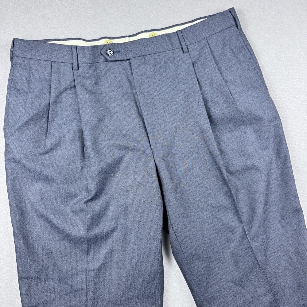 NWT Jos A Bank Windsor 100% Wool Pants Men 42R Pleated Gray Unhemmed Straight